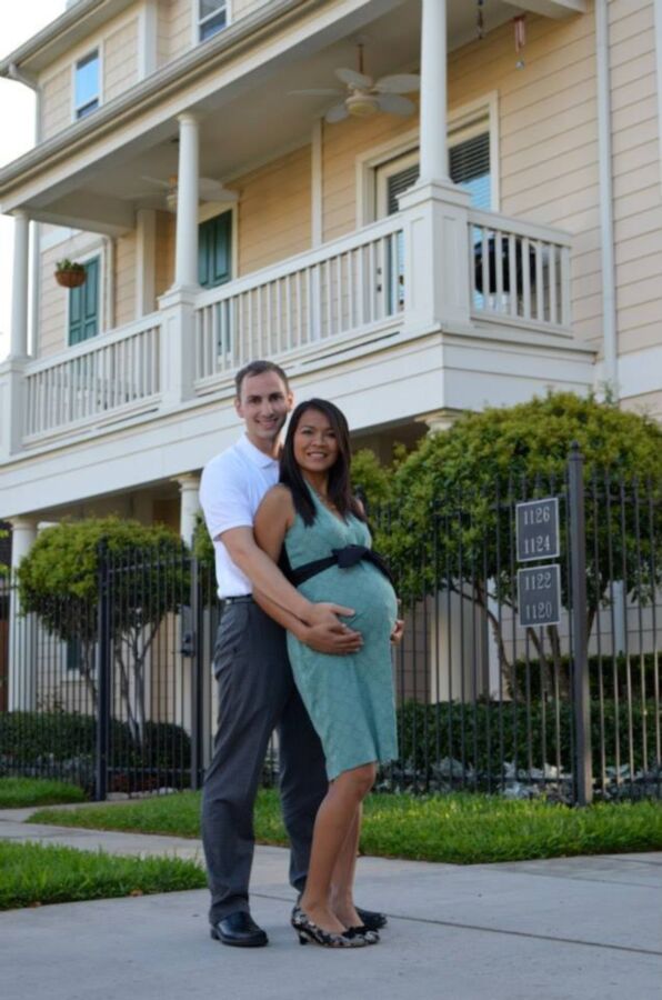 Asian female pregnant and white husband