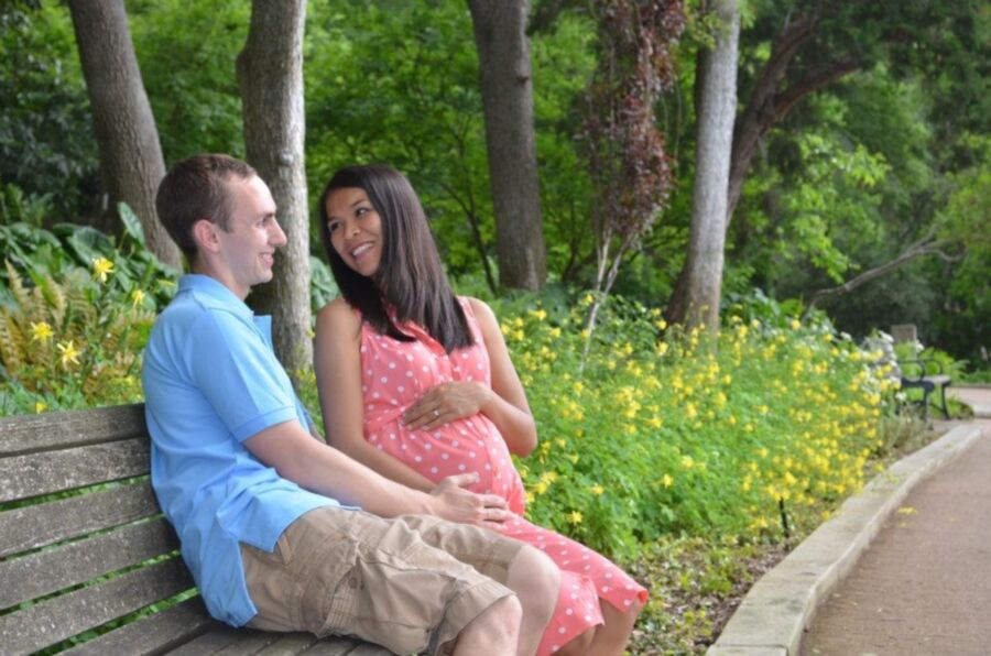 Asian female pregnant and white husband