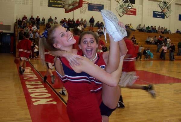 Cheerleaders stretching