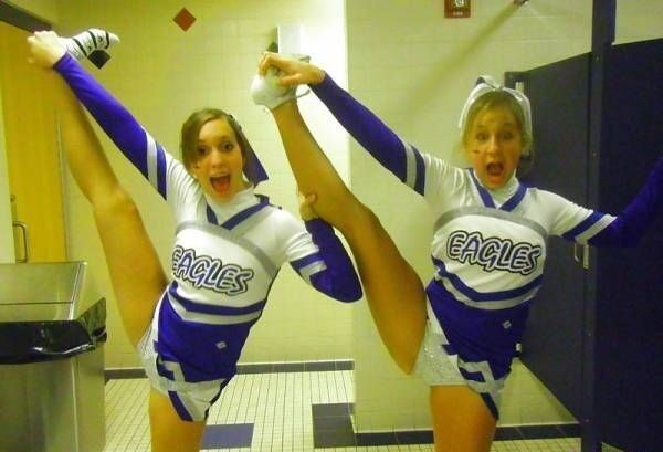 Cheerleaders stretching