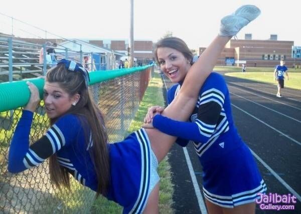 Cheerleaders stretching