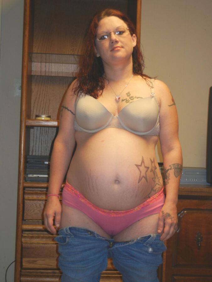 Inked-up homely bi preggo pig slut.