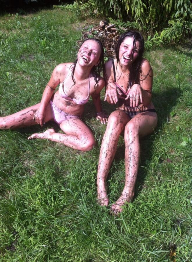 My friends in mud and bikini