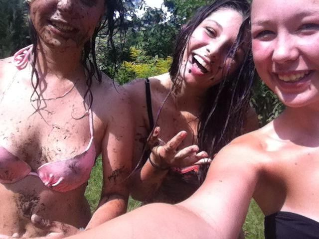 My friends in mud and bikini