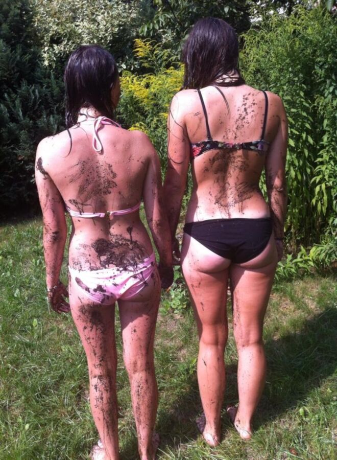 My friends in mud and bikini