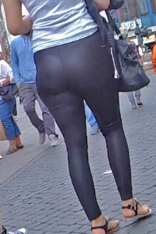 German Blonde with a fantastic ass (shiny leggings)