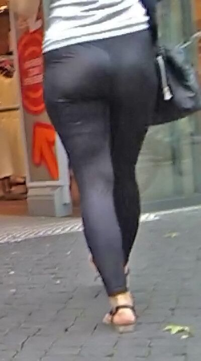 German Blonde with a fantastic ass (shiny leggings)