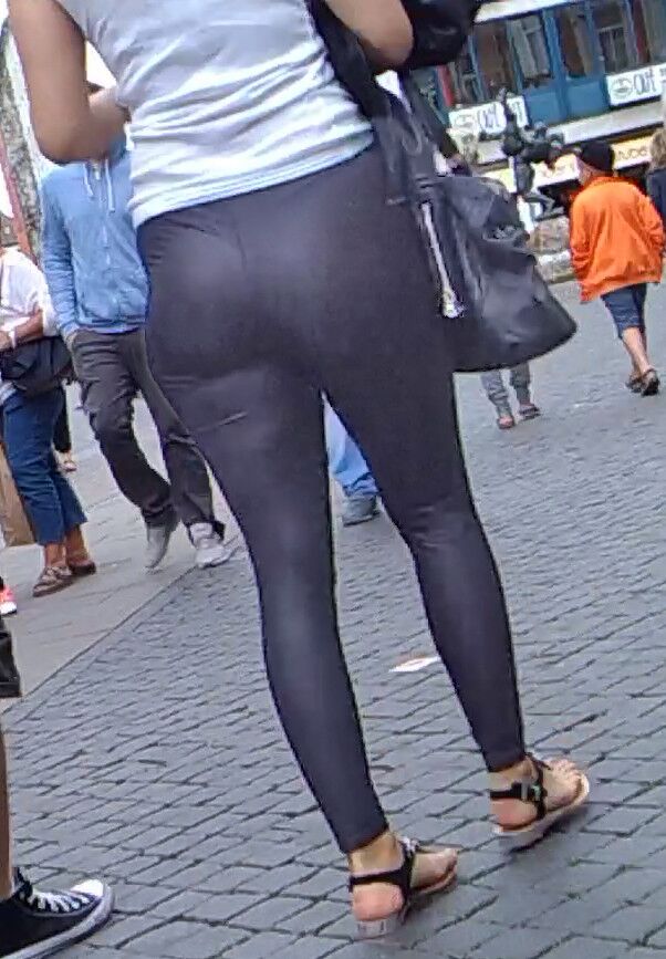 German Blonde with a fantastic ass (shiny leggings)