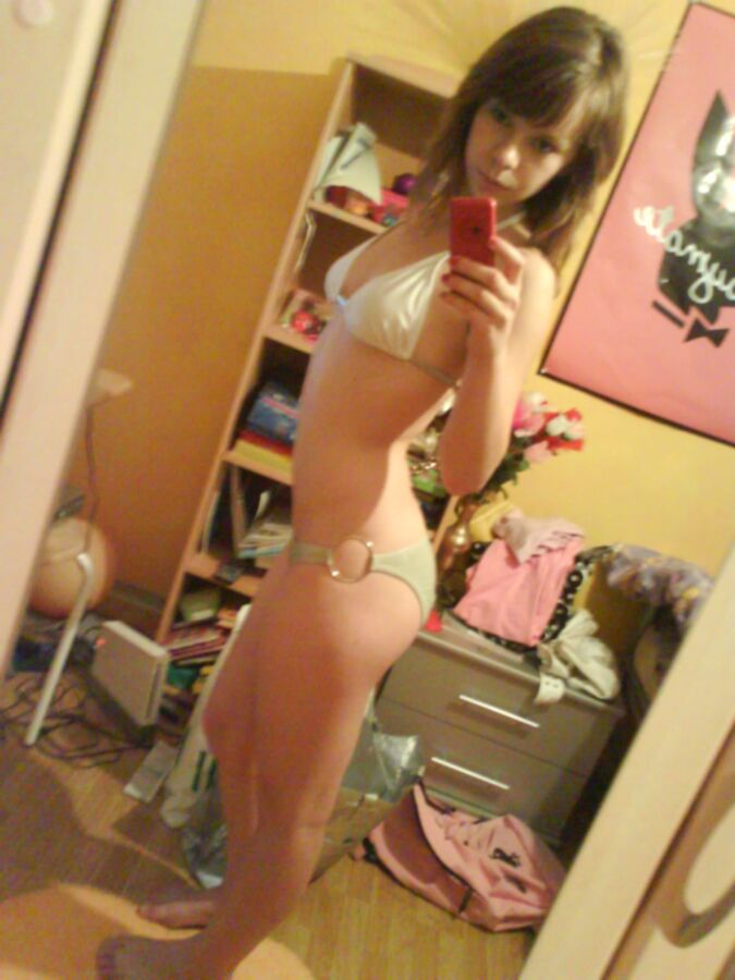 Teen is showing off her fresh shaved pussy Self pics