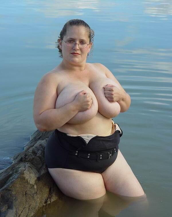 Sexy Chubby Lady in River - (Big Tits)