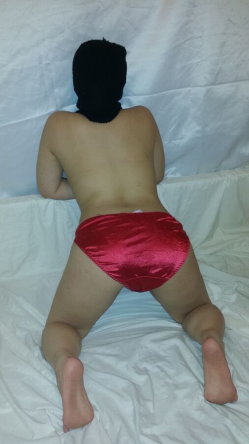 petite pinay red satin moms panties