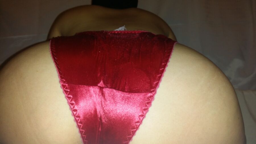 petite pinay red satin moms panties