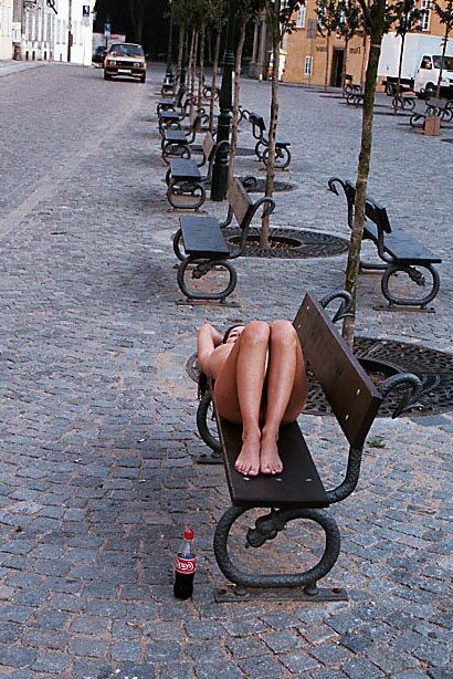 Helena Hemanova - Nude Park Bench