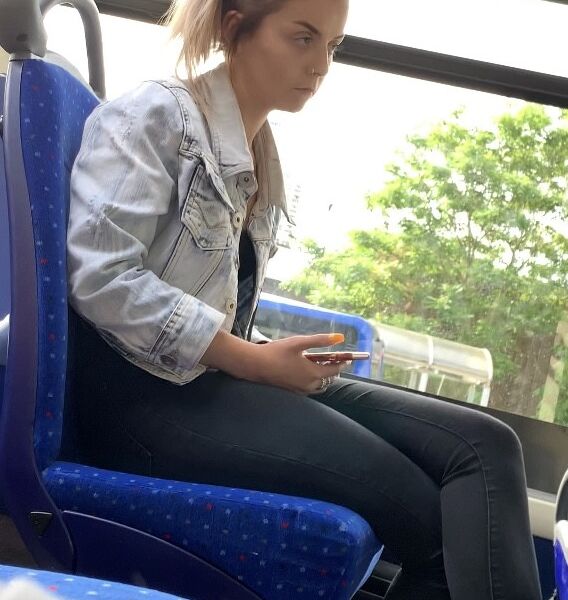 UK classic high waist jeans on teen with firm ass