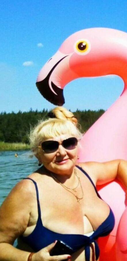 Big boobs Russian mature granny in bikiny