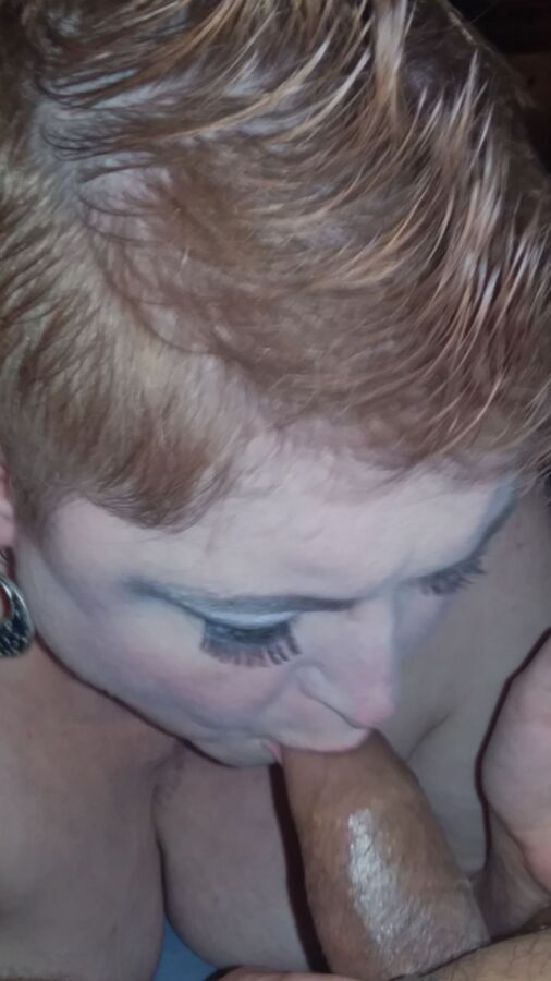 My Wife w/ Her Sexy Mohawk Smoking & Sucking My Uncut Cock!