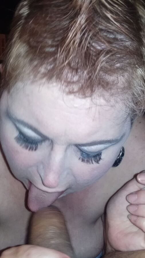 My Wife w/ Her Sexy Mohawk Smoking & Sucking My Uncut Cock!