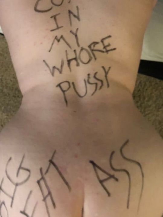 fat-ass wife labeled as the slut she is