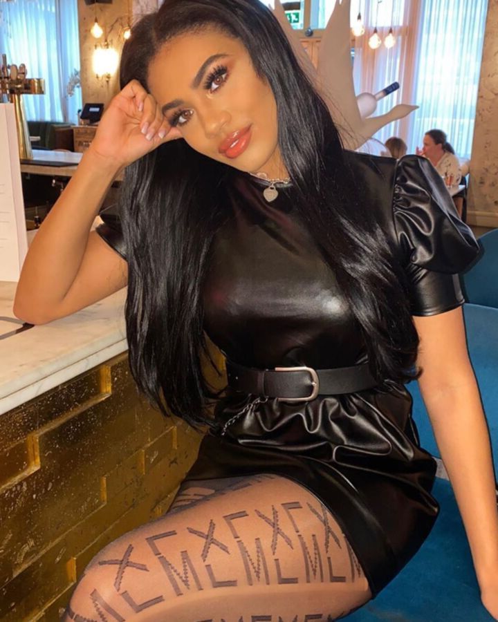 chav in leather dress