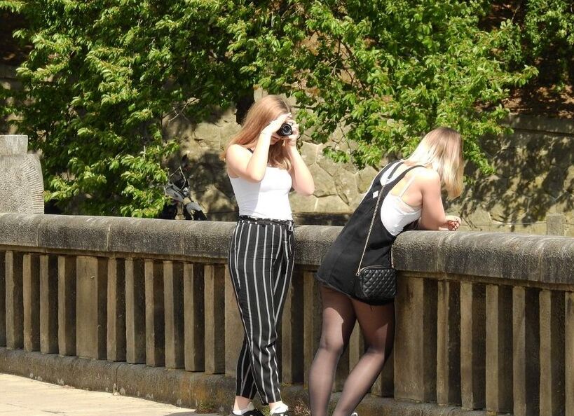 Two hot french candid friends in the parc