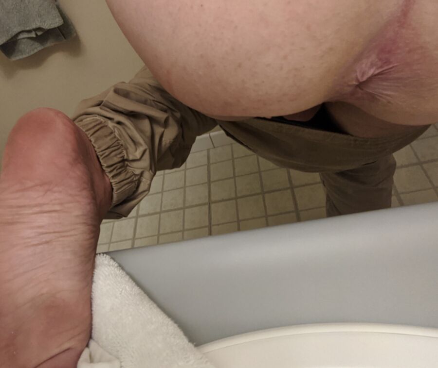 McFeety showing off my thong in the gym bathroom