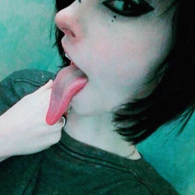 Sexy Alternative Emo Chick With Long Tongue