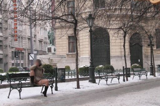 Girl in fur coat flashing 2