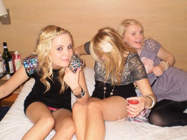 Teens getting to party in hotel room - Flashing knickers