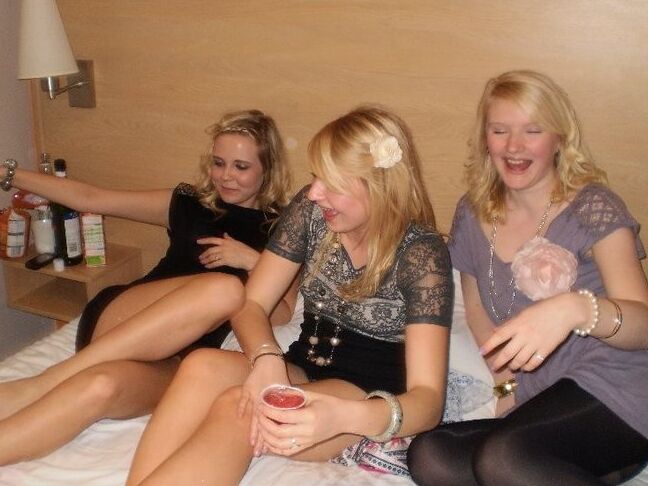 Teens getting to party in hotel room - Flashing knickers