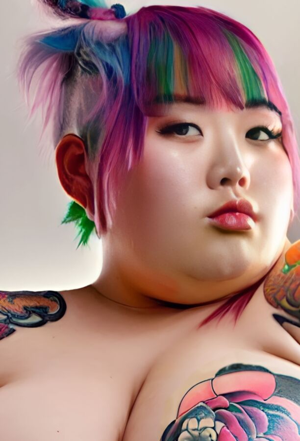 Chubby Japanese various colors hair women