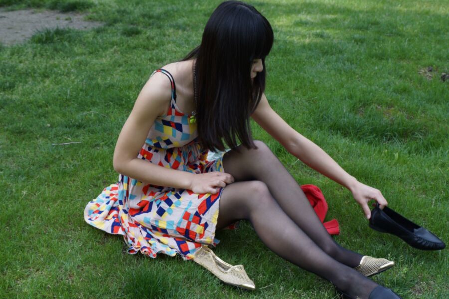 Asian pantyhose and flats #