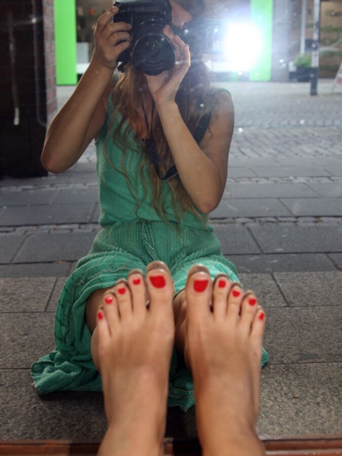 Blonde German With Dirty Feet/Soles In Public /