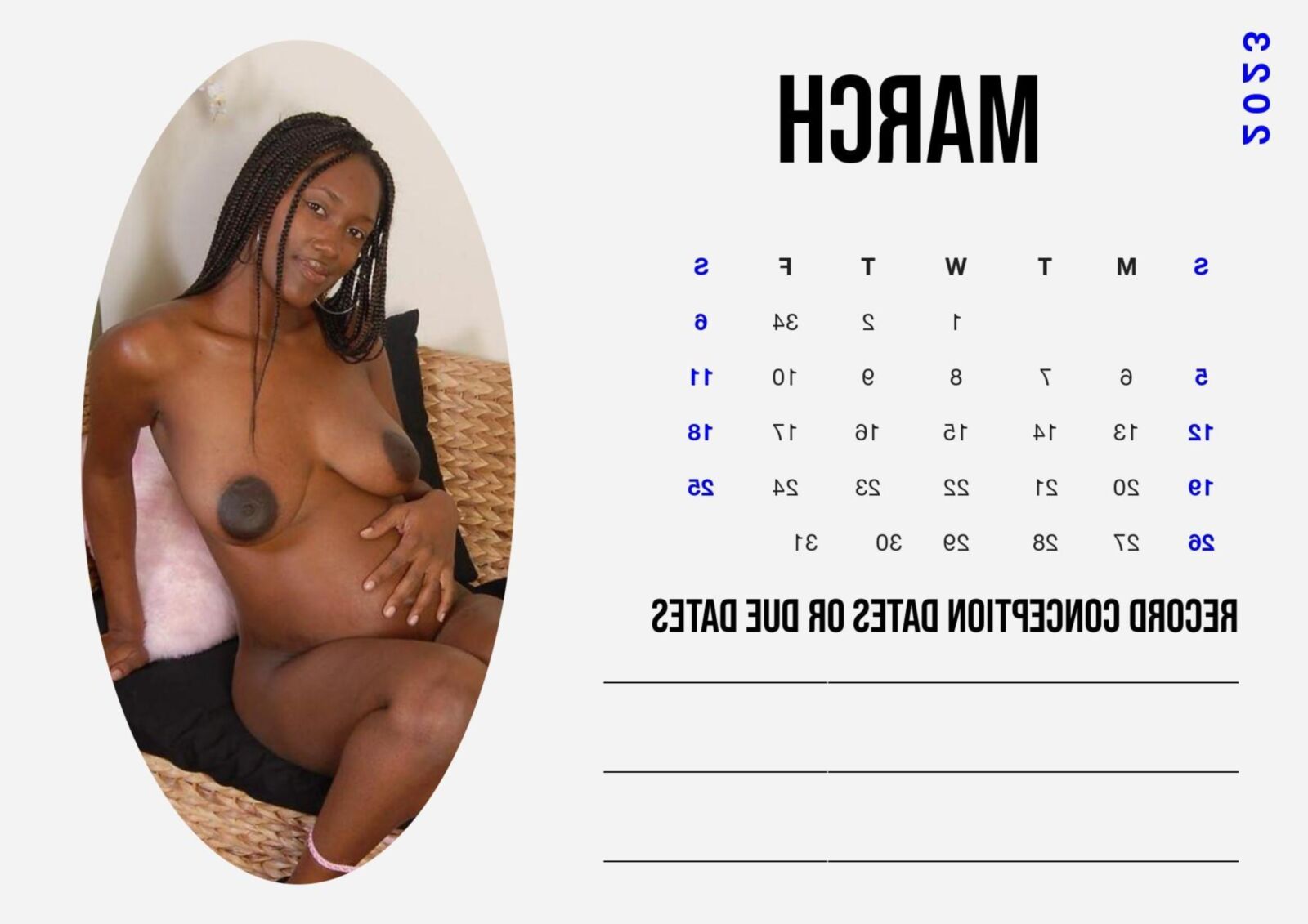 Calendario 2023 para embarazadas blancas Edición para mujeres negras