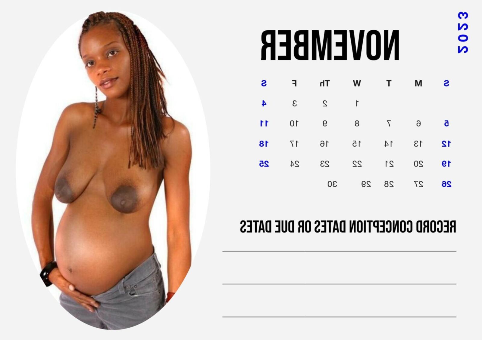 Calendario 2023 para embarazadas blancas Edición para mujeres negras