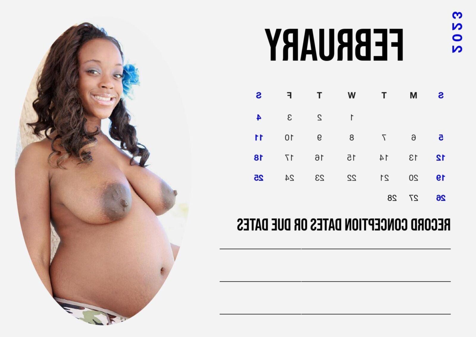 Calendario 2023 para embarazadas blancas Edición para mujeres negras