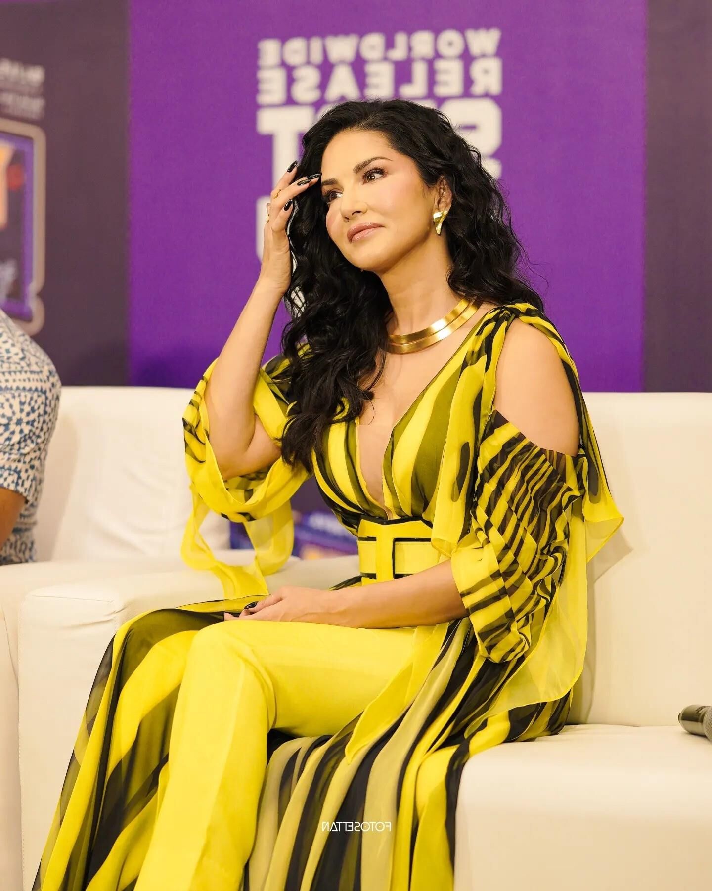 Reunión de prensa de Sunny Leone Petta Rap en Kochi, India, septiembre de 2024