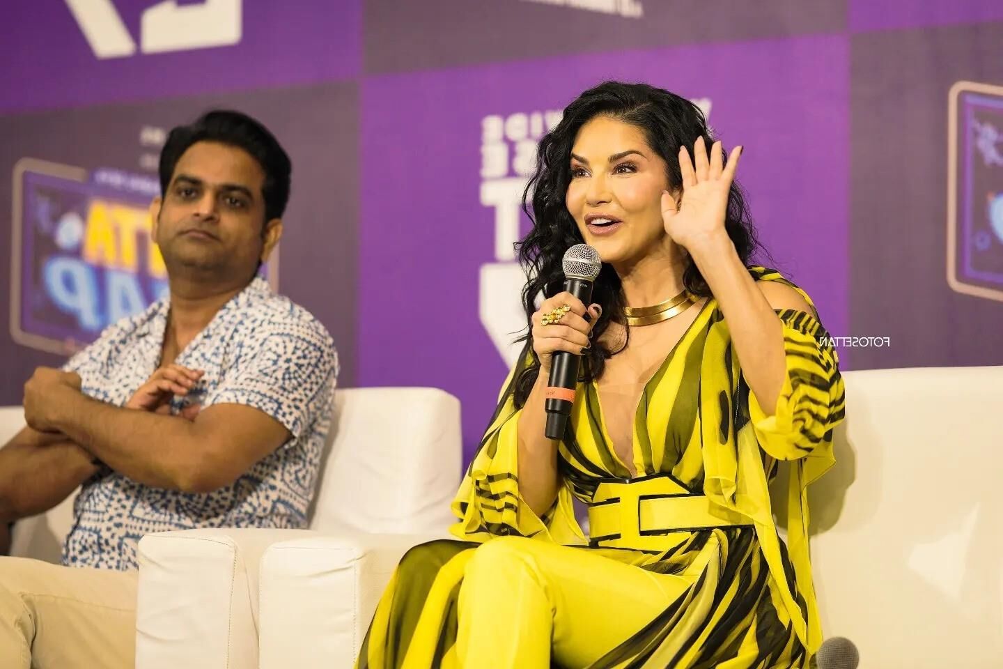 Reunión de prensa de Sunny Leone Petta Rap en Kochi, India, septiembre de 2024