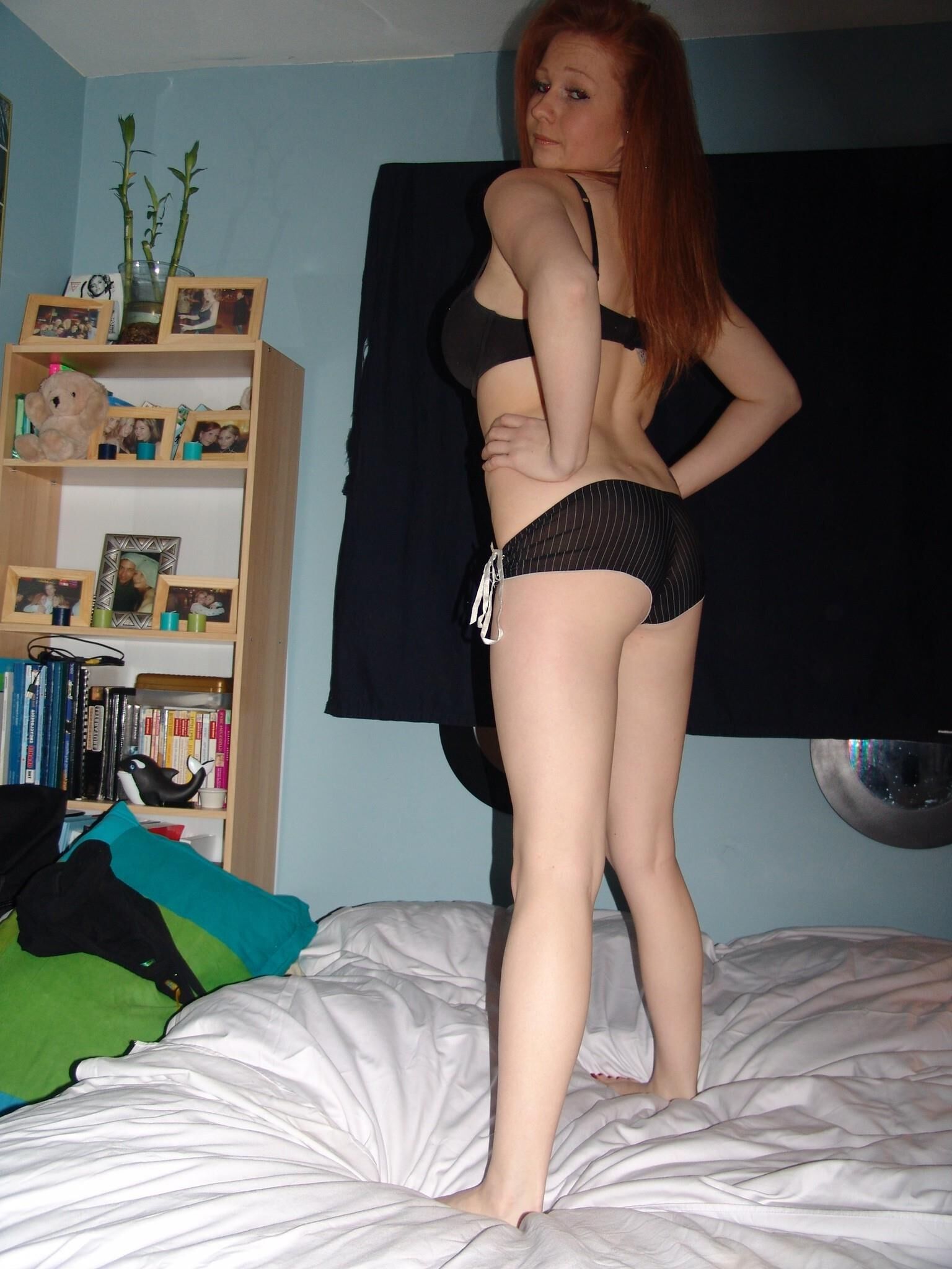 Michaella a teen ginger having fun in bed