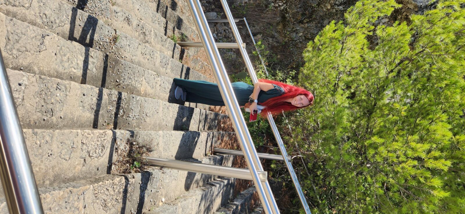 Redhead Me walking in Europe. 