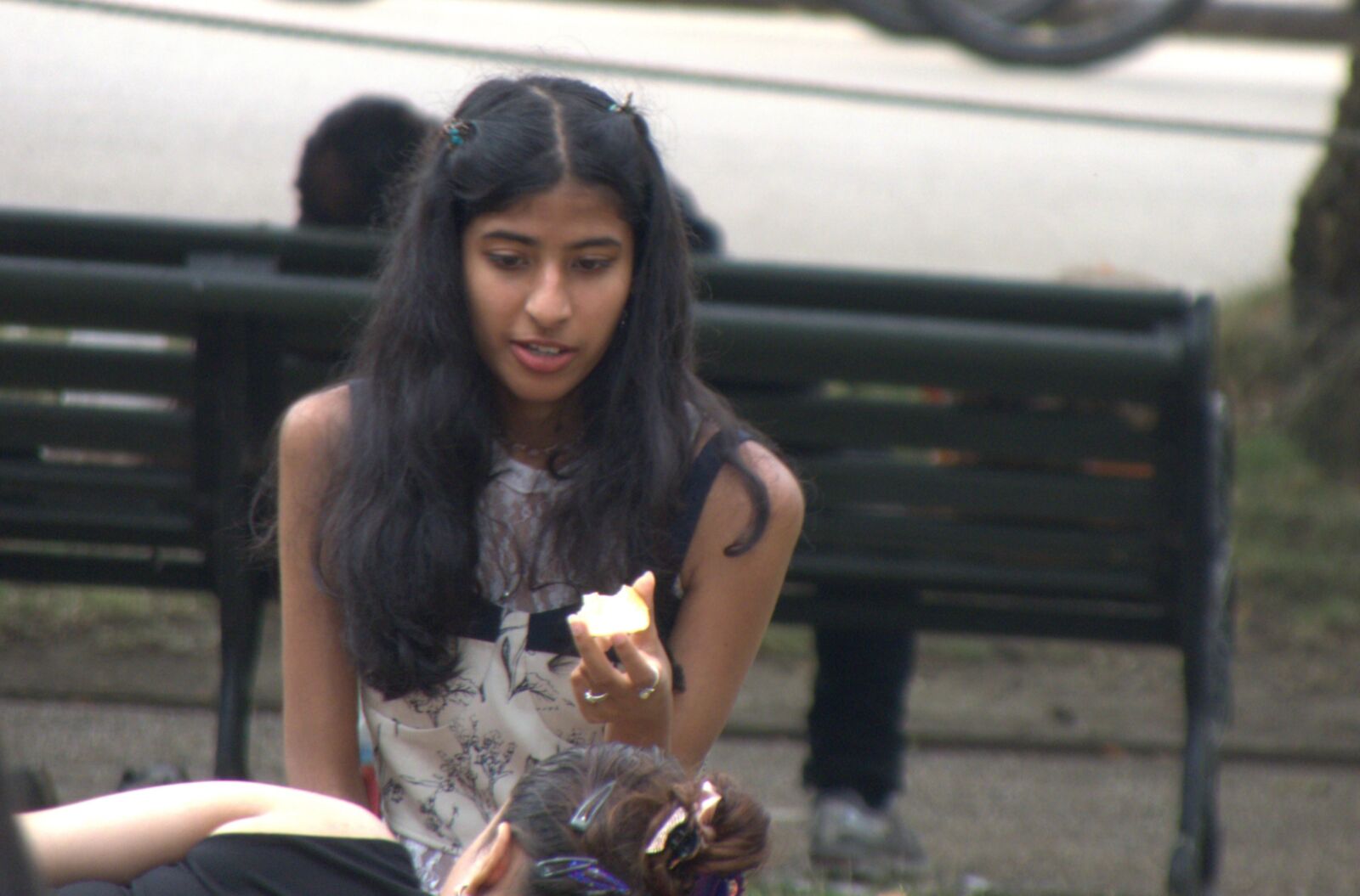 Indian girl munching