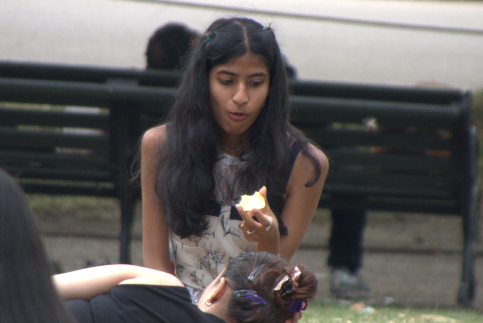 Indian girl munching