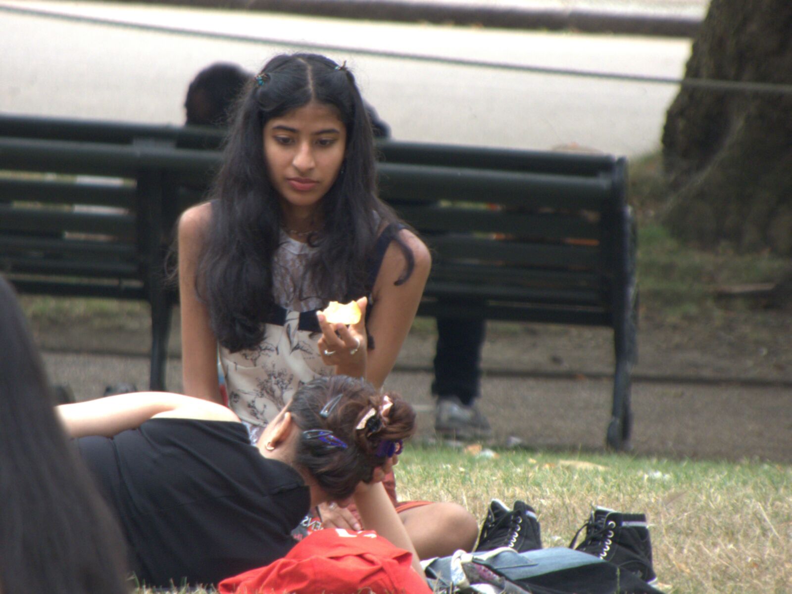 Indian girl munching