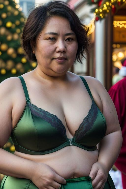 Femme asiatique potelée à Noël