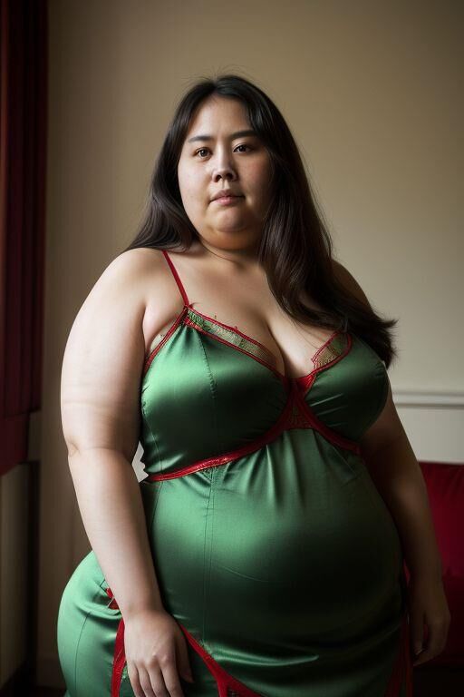 Femme asiatique potelée à Noël