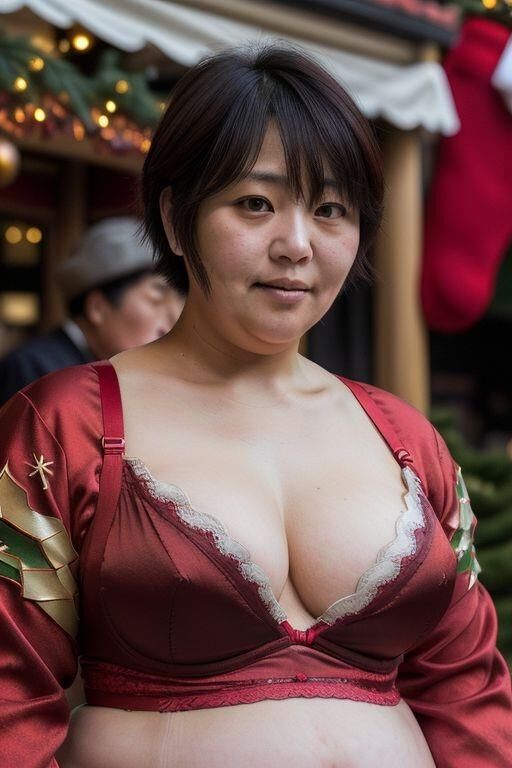 Femme asiatique potelée à Noël