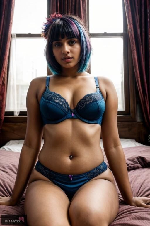 Rainbow-haired Indian cutie gets her ass pounded in bed