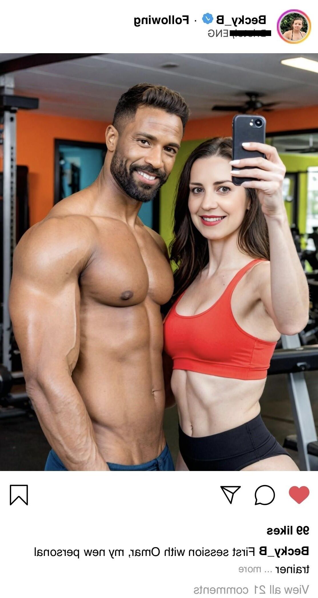 AI Interracial: Brunette wife at the gym 2