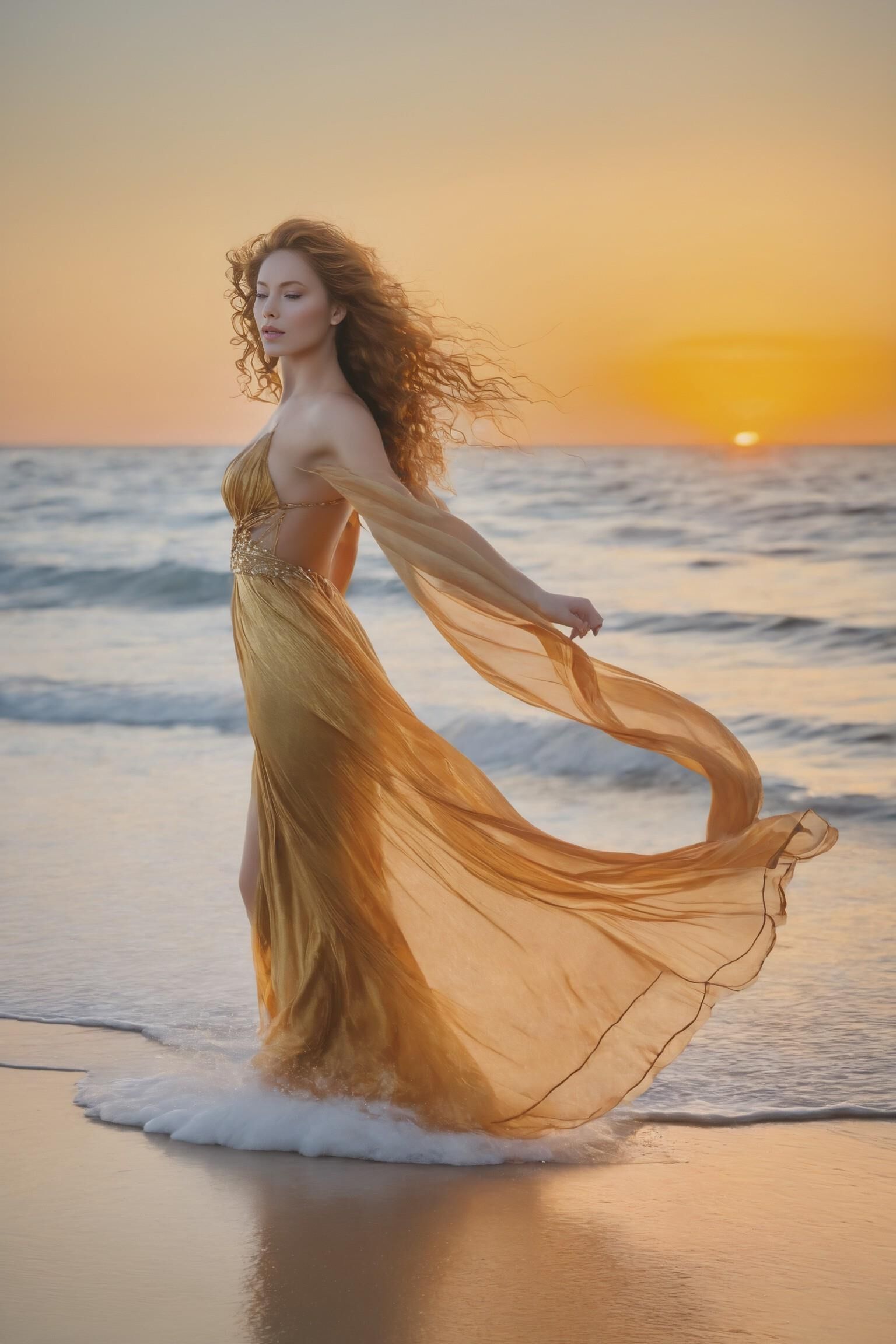 Siren of the Sunset A Vision of Radiance on the Shoreline