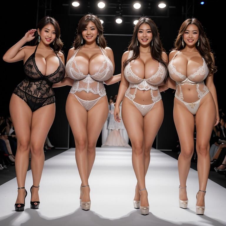 Modelos de pasarela de lencería asiática tetona 2