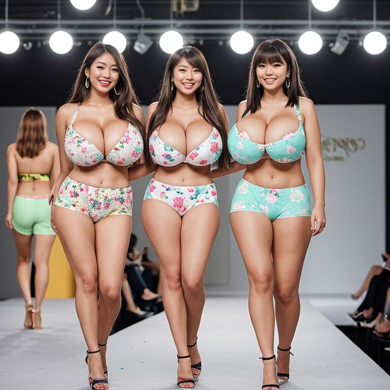 Modelos de pasarela de lencería asiática tetona 2